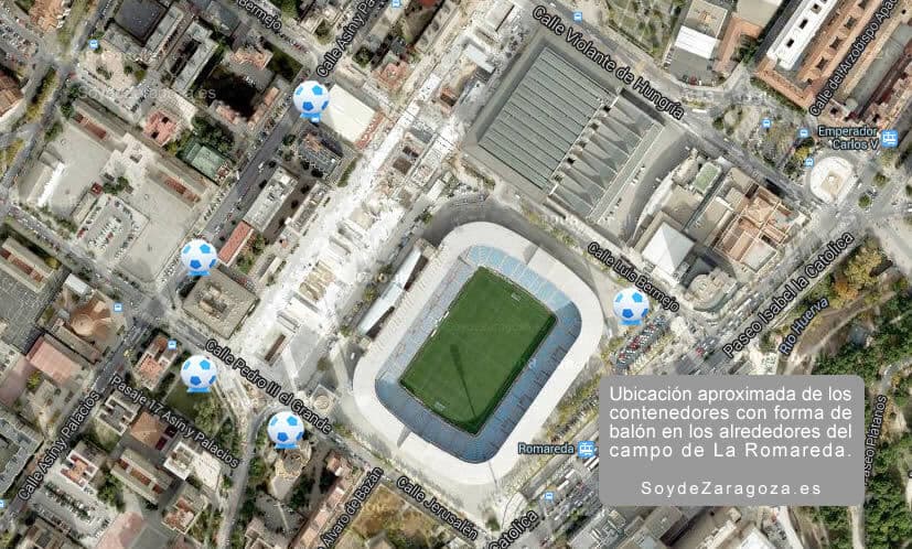 Mapa de la ubicación aproximada de los "balones gigantes"