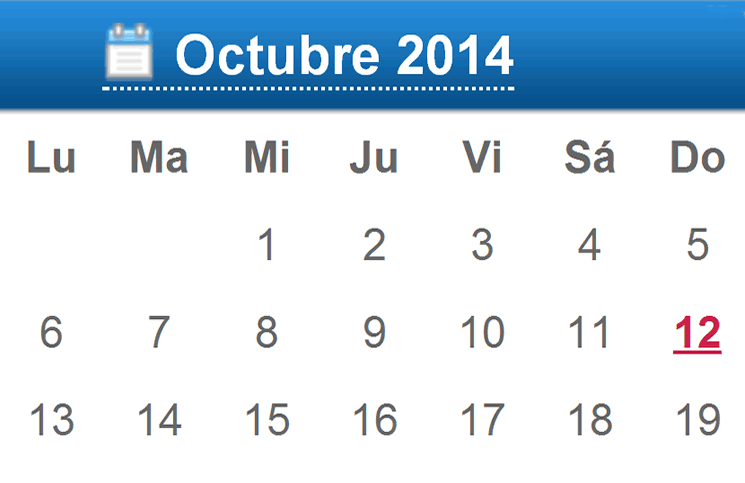 Calendario Pilares 2014