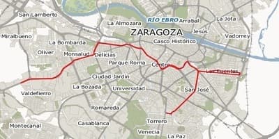 linea 2 tranvia de zaragoza calles