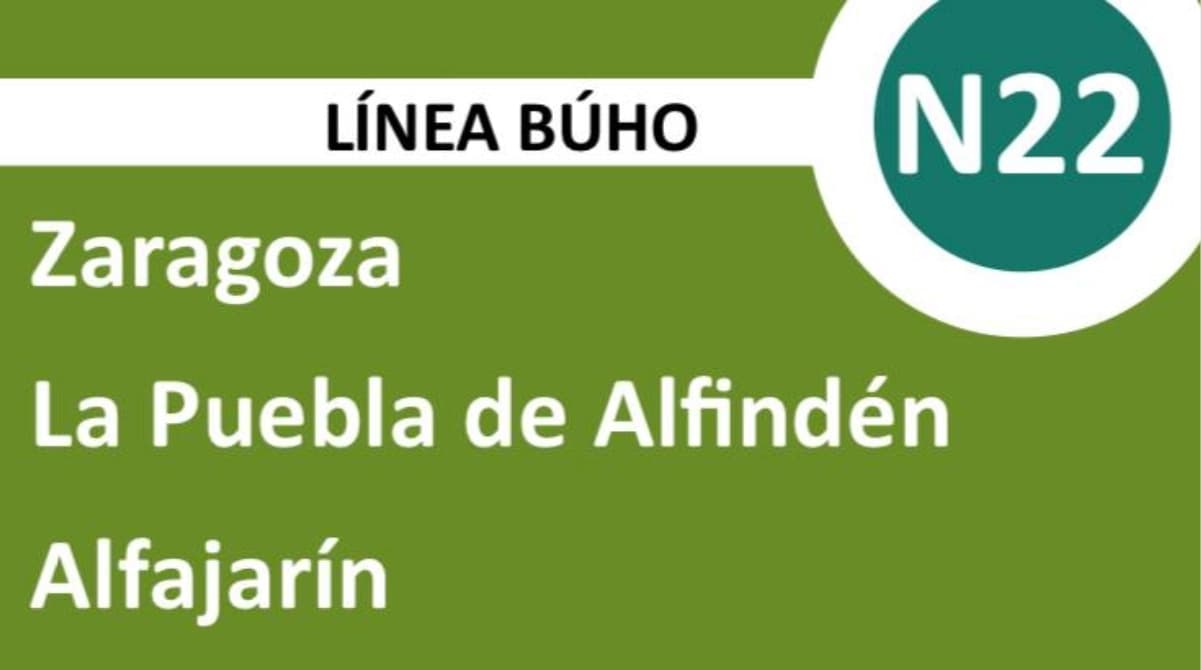 Búho N22 de Zaragoza a La Puebla de Alfindén