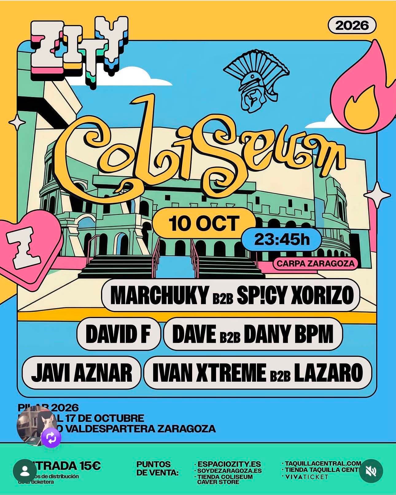 Venta entradas de Coliseum en las fiestas del pilar