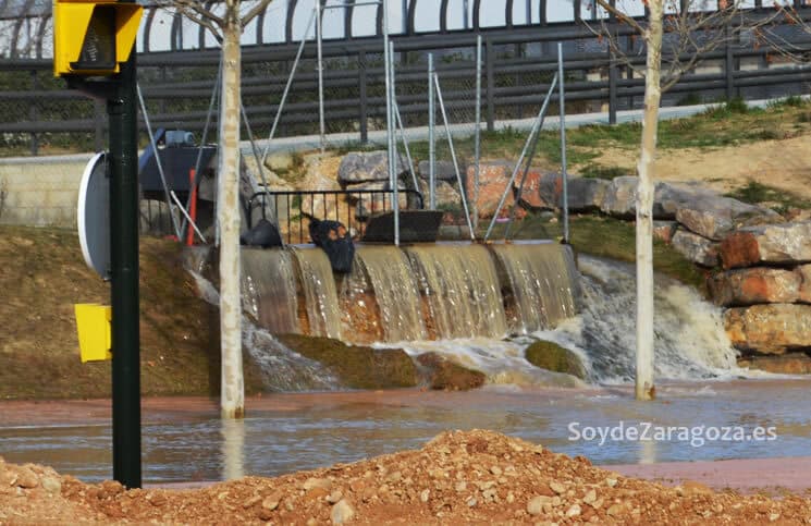 Inundación en la Avenida de Ranillas de Zaragoza por la crecida del Ebro