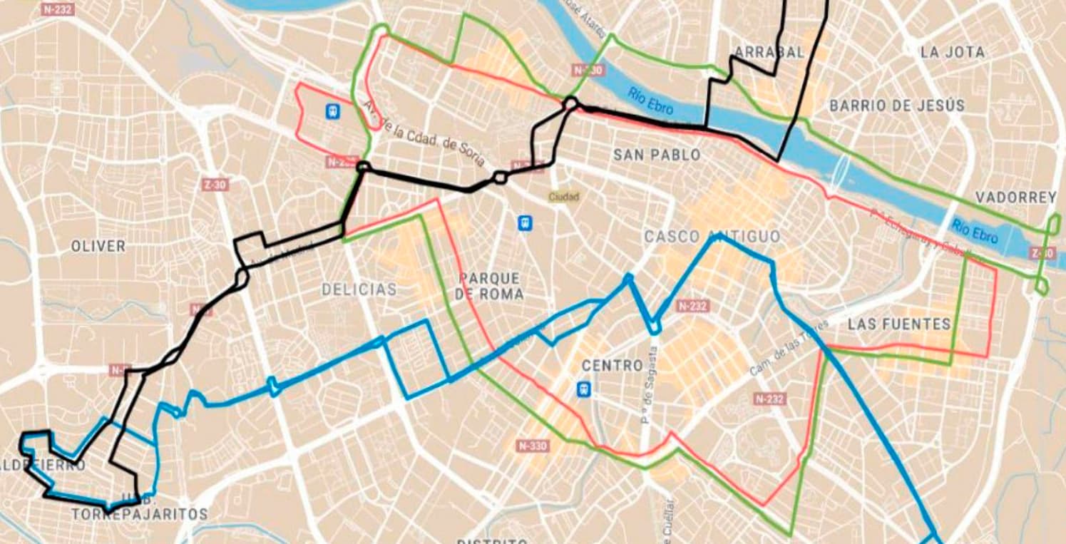 Cambios en las líneas de bus de Zaragoza: Nueva línea circular, eliminación de la 24 y prolongación de la 38.