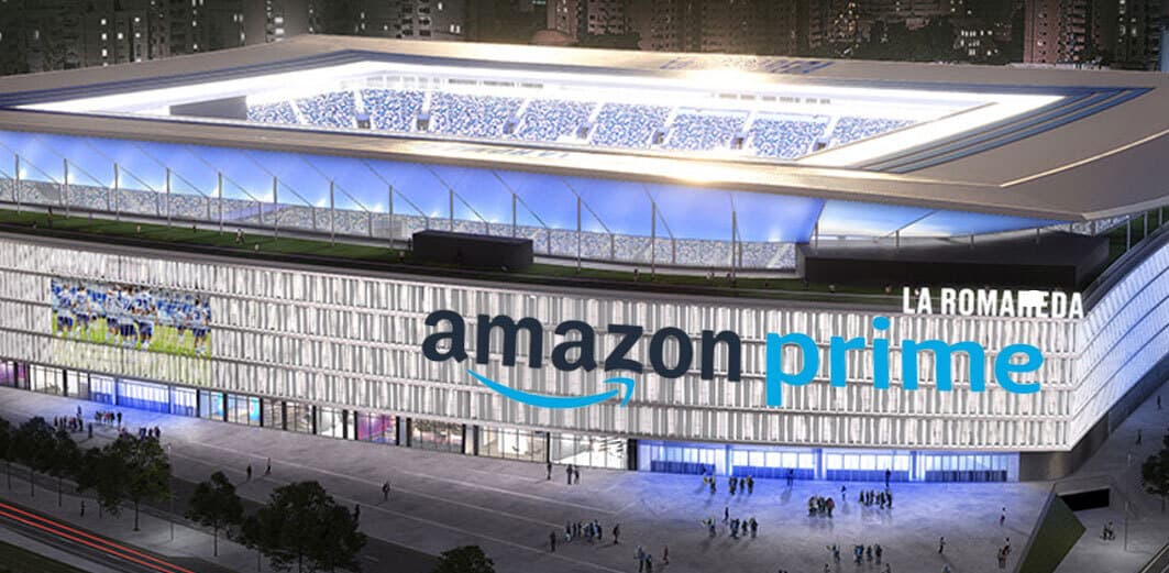 El nuevo estadio se llamará ‘La Romareda Amazon Prime’. El Ayuntamiento de Zaragoza aprueba el patrocinio de 22 grandes espacios.