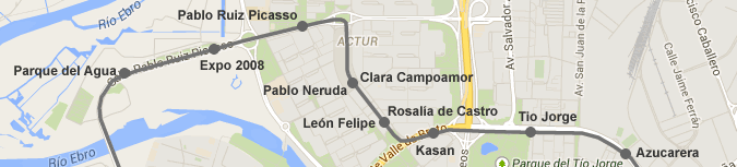 Un detalle de una de las nuevas líneas de tranvía de Zaragoza.