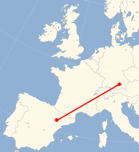 Ruta de Zaragoza a Munich