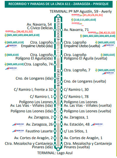 recorrido bus zaragoza pinseque