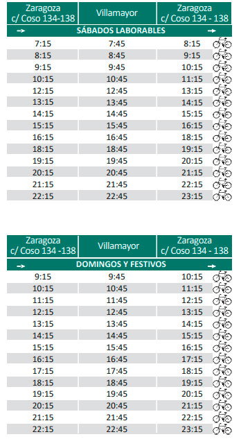 horario autobus villamayor sabados domingo festivos