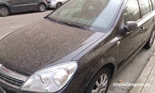 Los coches en Zaragoza han quedado cubiertos por una fina capa de tierra africana