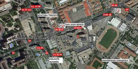 Plano de situación del Hospital Clínico de Zaragoza