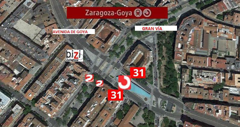 Situación y paradas del Intercambiador de Cercanías de Goya