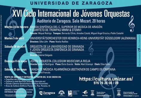 Programación del Ciclo de Jóvenes Orquestas Universidad de Zaragoza