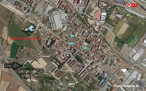 Localización del campo de fútbol de Casetas