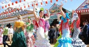 Imagen de Sevillanas Bailando en la Feria de Abril