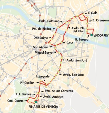 Línea 39 de AUZSA: paradas y recorrido de la línea 39 en Zaragoza