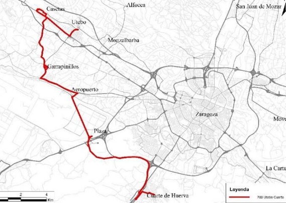 recorrido linea autobus zaragoza casetas cuarte