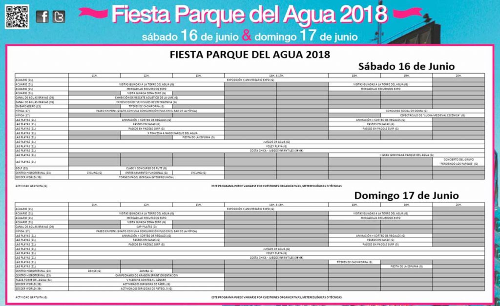 programa de actividades fiesta parque del agua de zaragoza