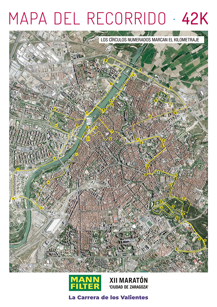 Mapa del trayecto de la Maratón Ciudad de Zaragoza