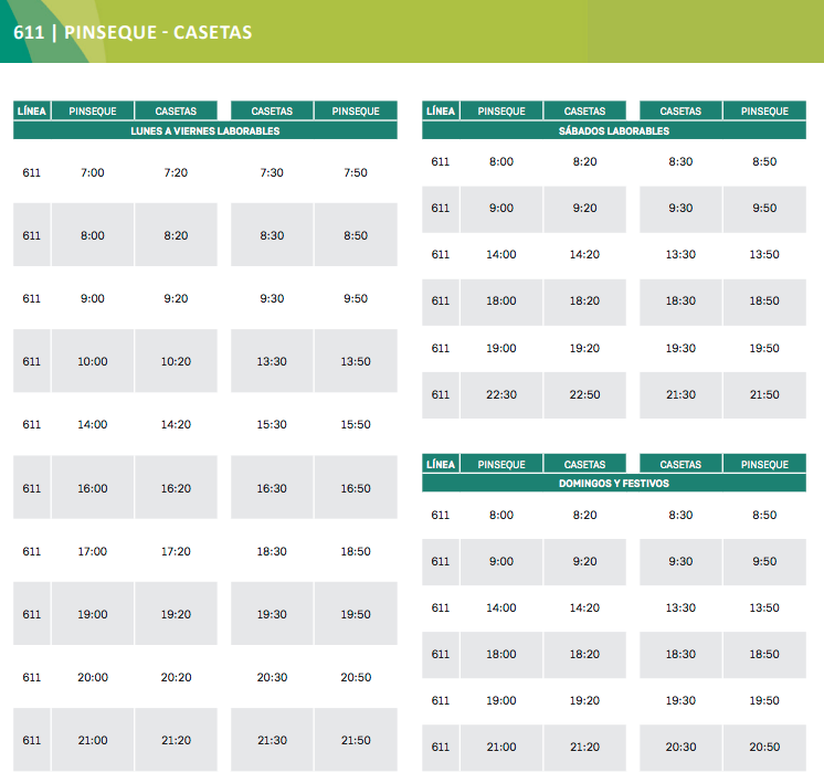 Horarios bus Pinseque
