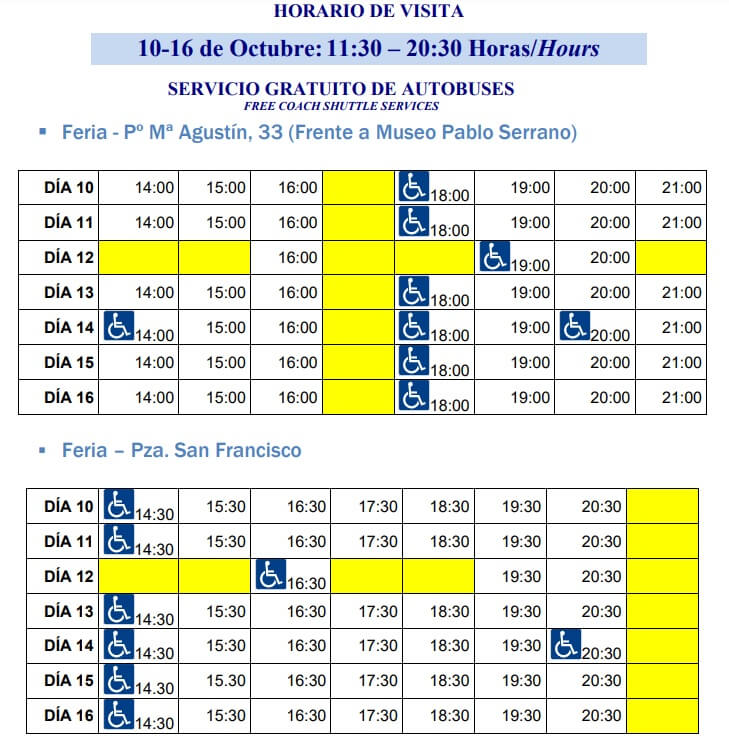 Horarios de los autobuses de Zaragoza a la Feria