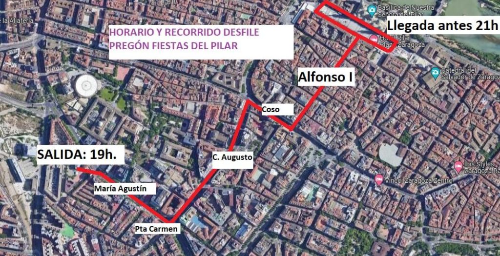 Recorrido del desfile del Pregón