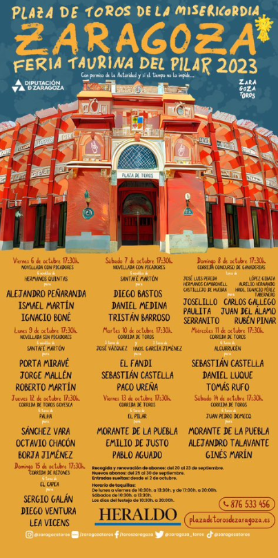 Cartel de la Feria Taurina del Pilar 2023 en Zaragoza