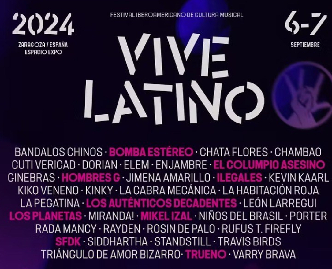 Listado de los grupos y cantantes dan conciertos en el Vive Latino de Zaragoza