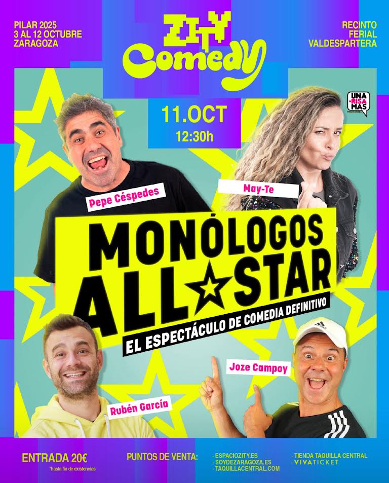 Cartel de Monólogos All Star en Espacio Zity. 