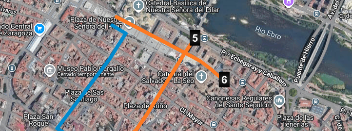 Recorrido de Ofrenda de Flores en Zaragoza